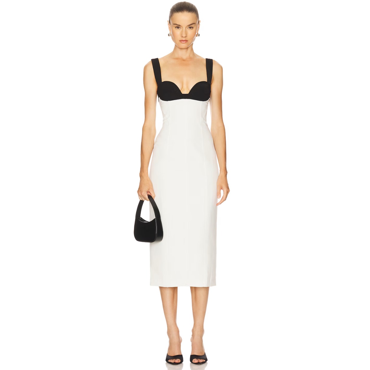 Camila Coelho Revolve Evangelina Midi Dress In Black & White Women's Small Prom